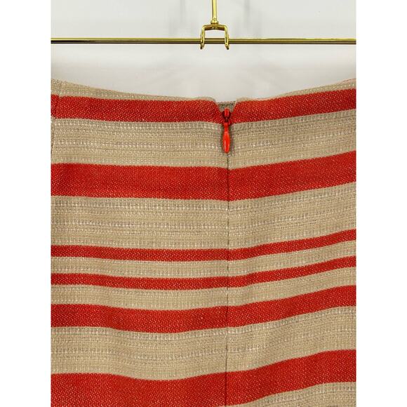 Talbots Linen Blend Pencil Skirt‎ Orange Tan Striped Size 6 - Picture 5 of 10